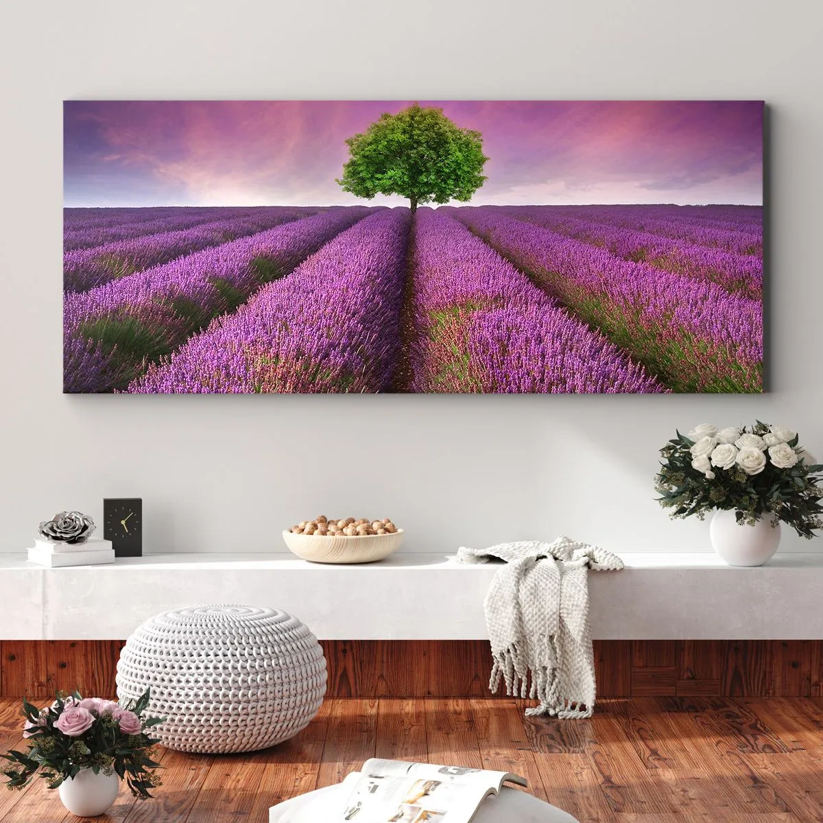Obraz na plátně - Na levandulových polích - 100x40 cm