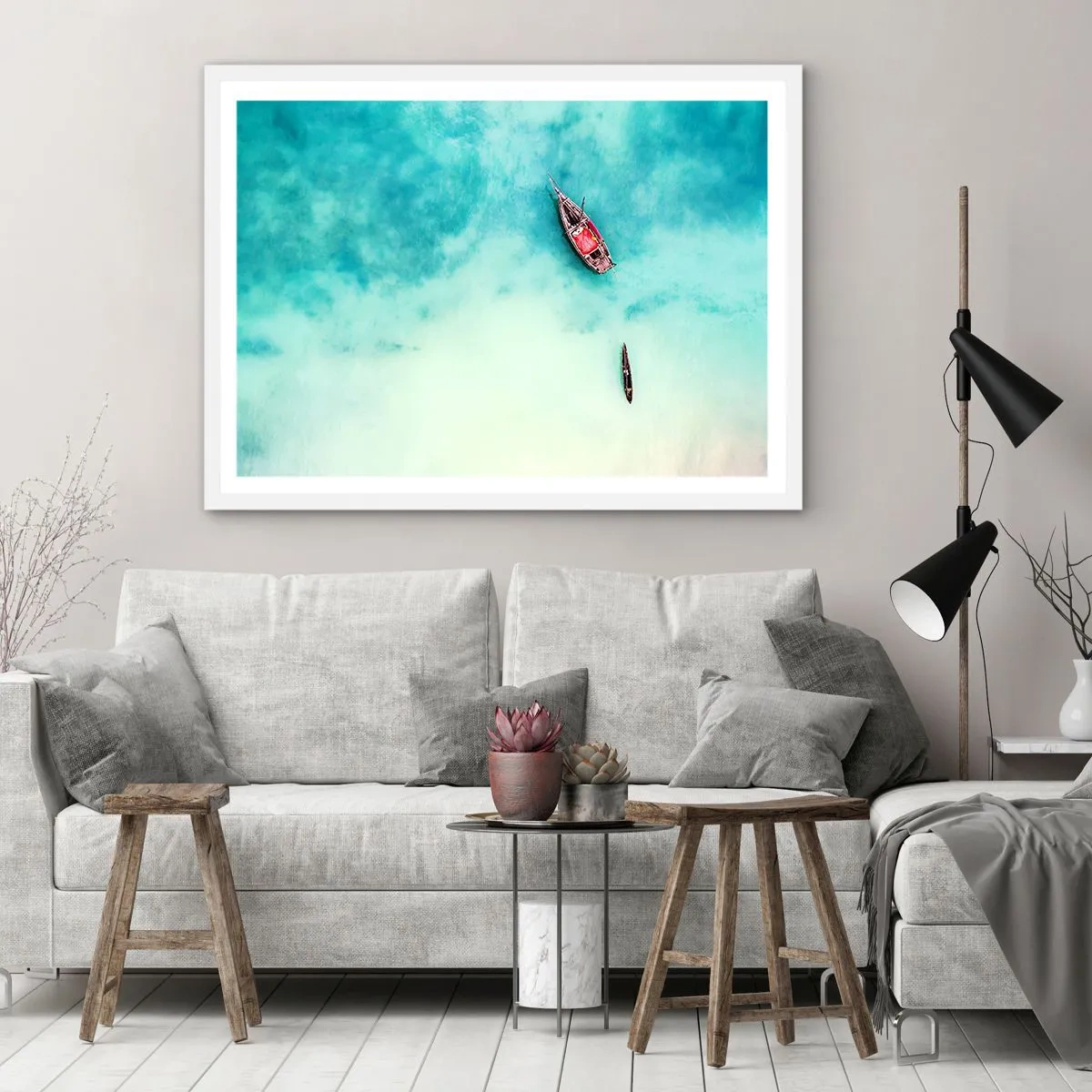 Plakát v bílém rámu - Protože na plážích Zanzibaru, když je přebytek vody… - 40x30 cm