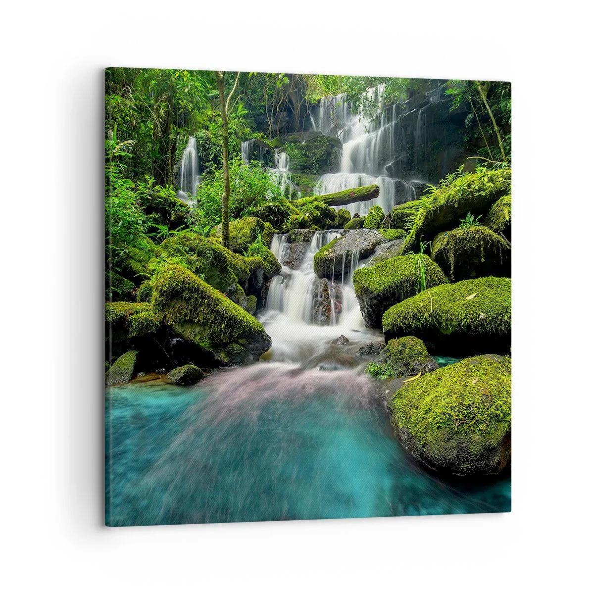 Obraz na plátně - Tyrkys, safíry a tekuté stříbro - 50x50 cm