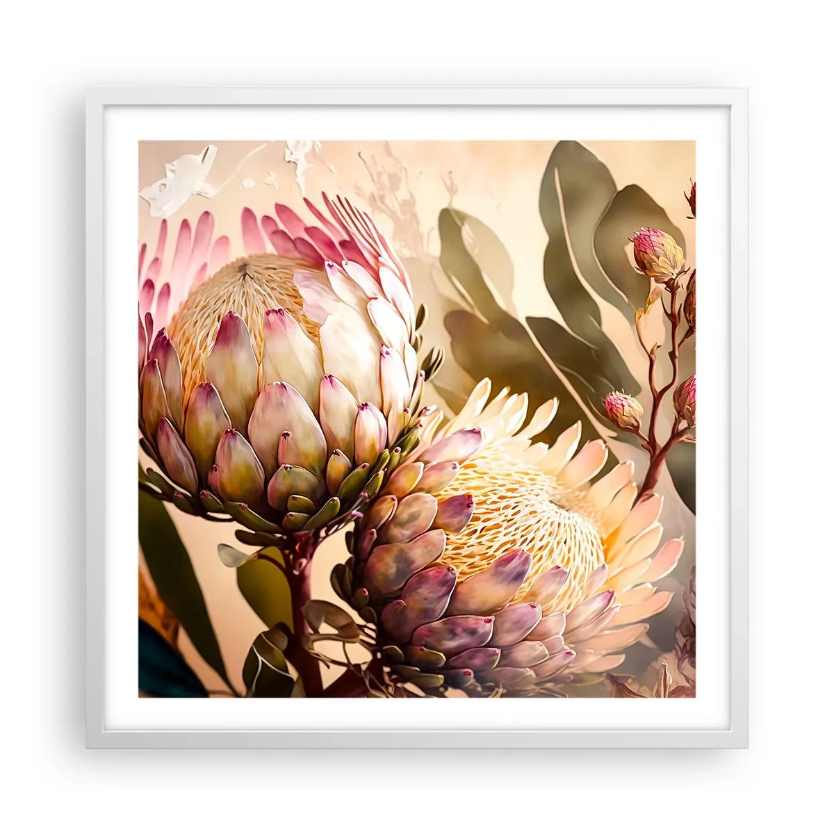 Plakát v bílém rámu - Něžně objaté - 60x60 cm