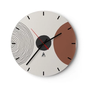 Nástěnné hodiny - Soustředné čáry a geometrické kruhy v kontrastu - 30x30cm - V centru pozornosti - Moderní nástěnná dekorace do obývacího pokoje, kuchyně a ložnice ARTTOR