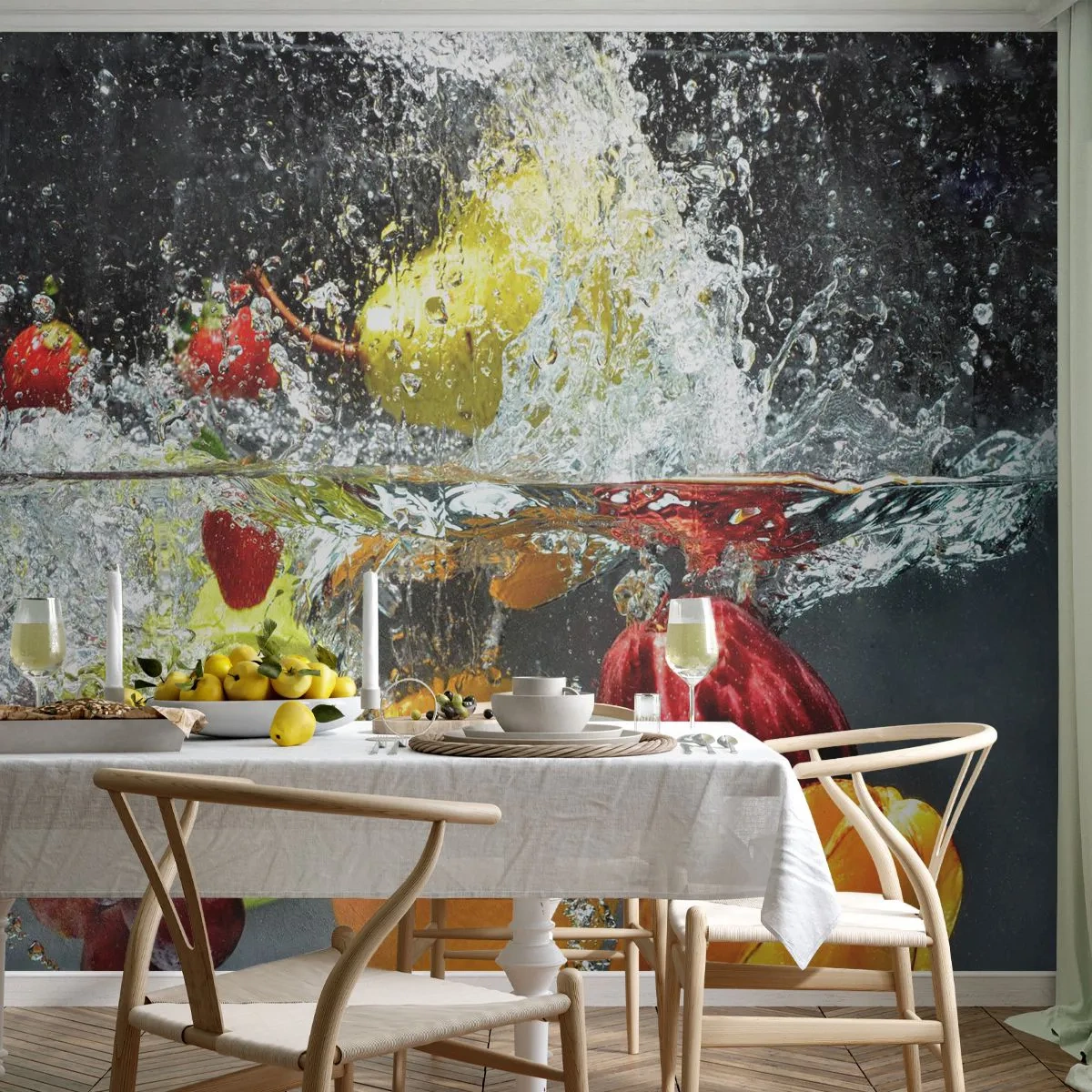 Fototapeta Premium Canvas - Ovocné osvěžení - Ovoce, Voda, Kuchyně - 250x175 cm