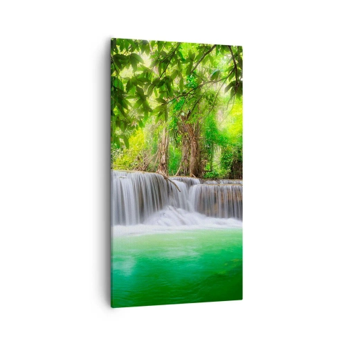 Obraz na plátně - Vodopád v zeleni - 55x100 cm