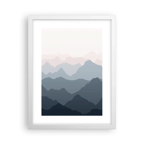 Plakát v bílém rámu - Vlny hor - 30x40 cm