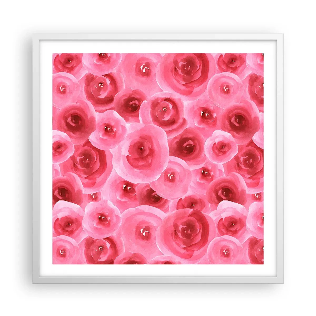 Plakát v bílém rámu - Růže dole i nahoře - 60x60 cm