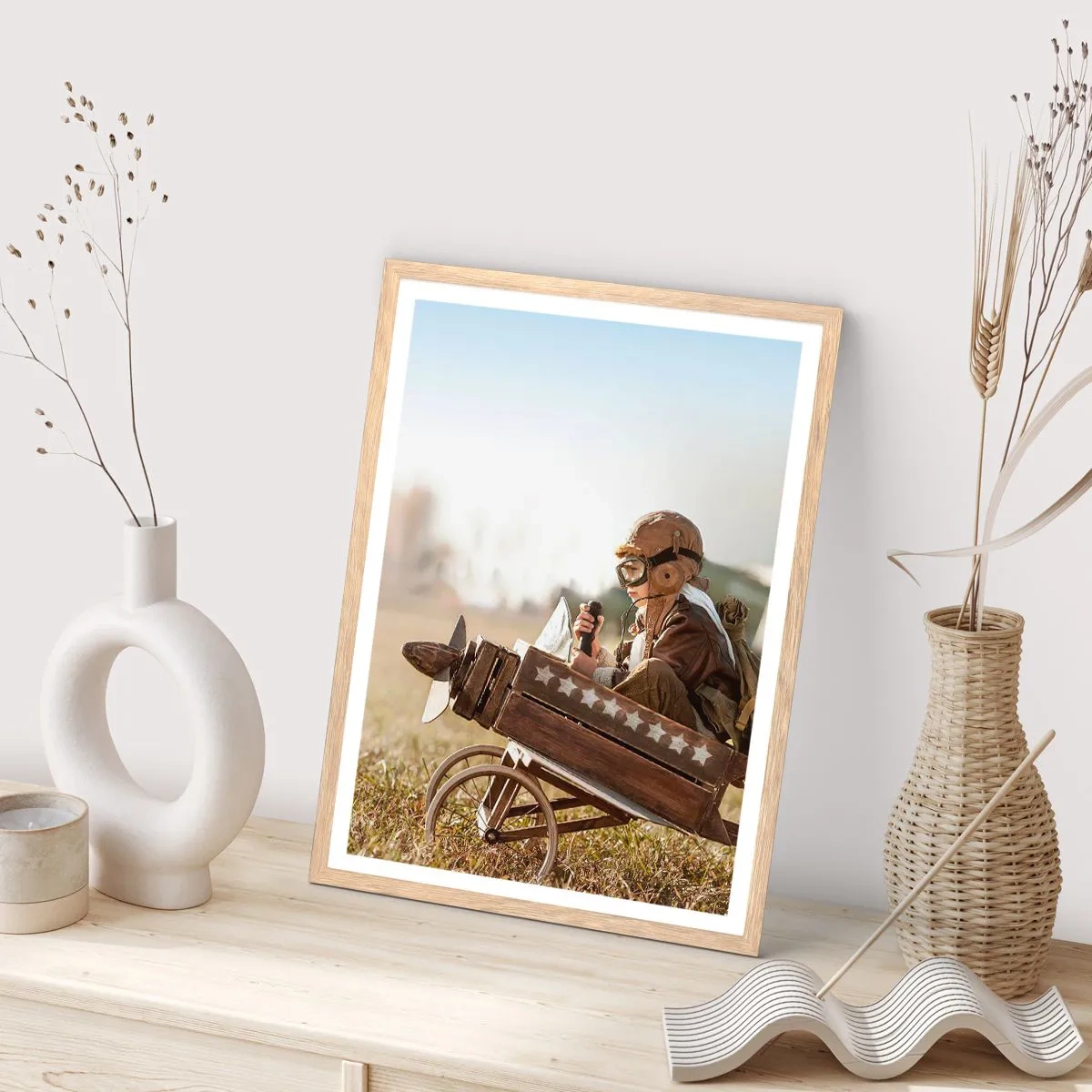 Plakát v rámu světlý dub - Start do snů - 50x70 cm