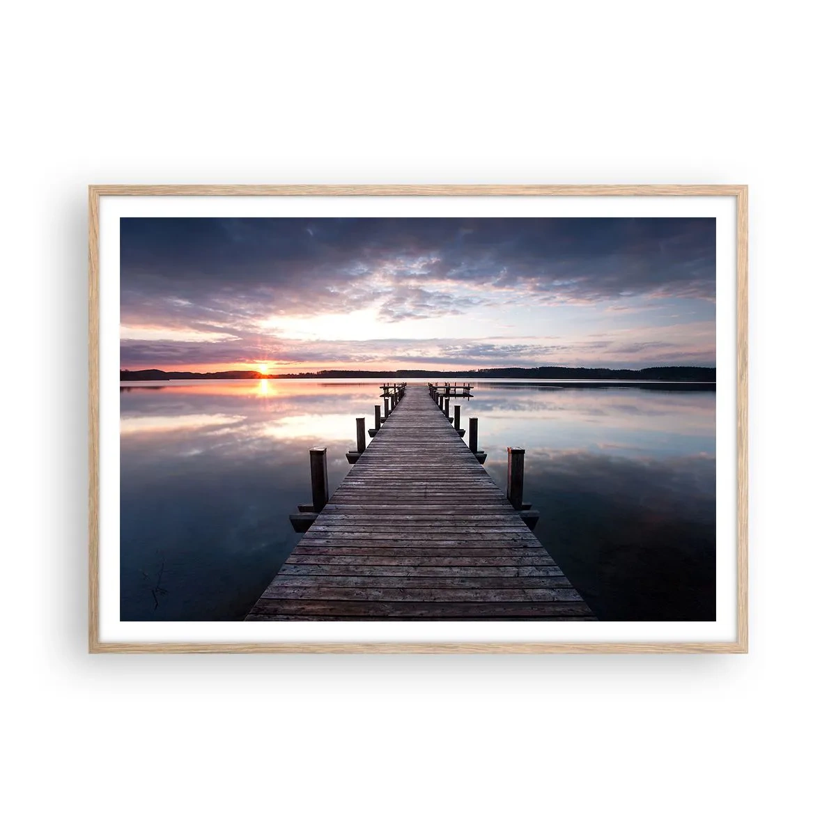 Plakát v rámu světlý dub - Tichá hranice mezi dnem a nocí - 100x70 cm