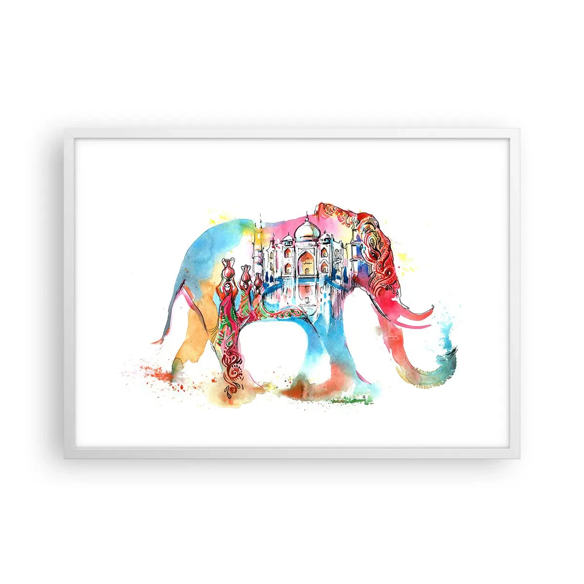 Plakát v bílém rámu - Indie - aura lásky - 70x50 cm