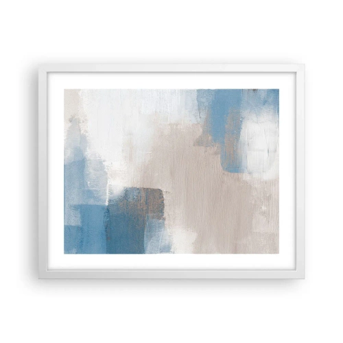 Plakát v bílém rámu - Růžová abstrakce za modrým závojem - 50x40 cm