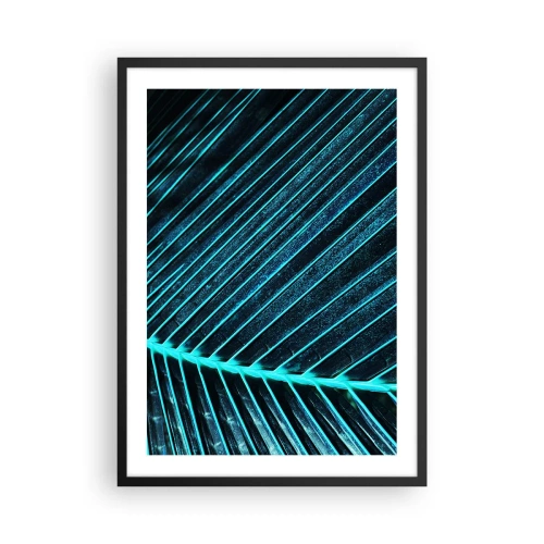 Plakát v černém rámu - Abstraktní struktura listu v neonových barvách - 50x70cm - Textura zeleně - Moderní nástěnná dekorace do obývacího pokoje a ložnice ARTTOR
