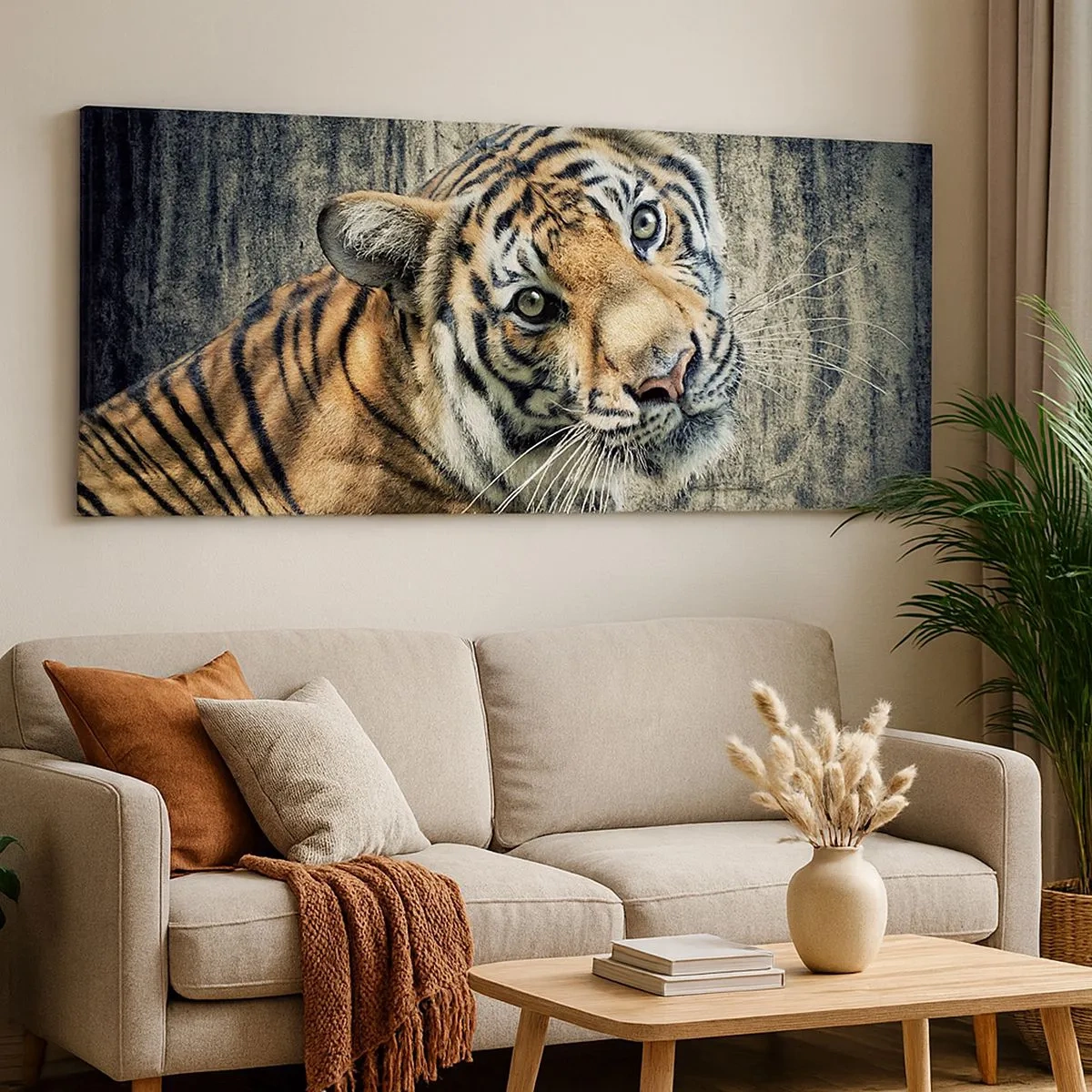 Obraz na plátně - Portrét v pramenech světla - 100x40 cm