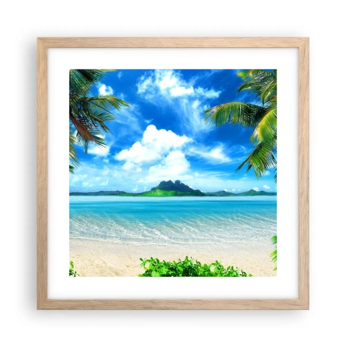 Plakát v rámu světlý dub - Modř tropů - 40x40 cm