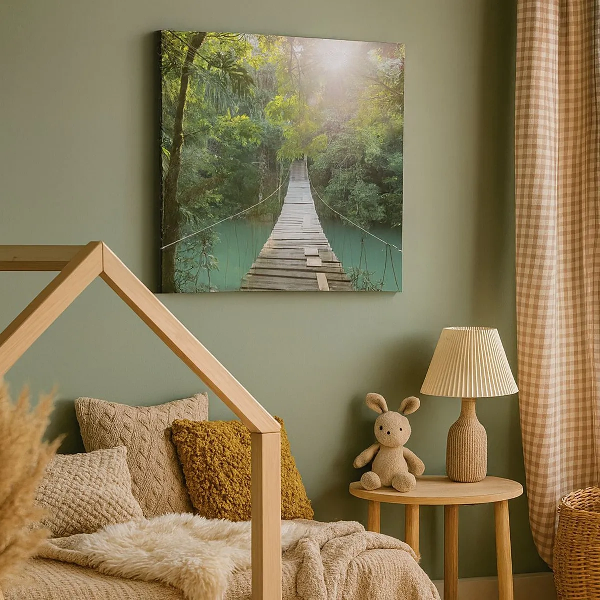 Obraz na plátně - Nad azurovou vodou do azurového lesa - 30x30 cm