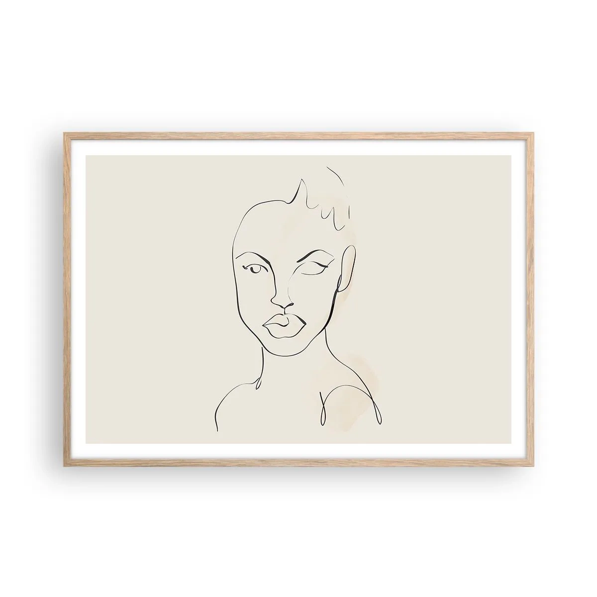 Plakát v rámu světlý dub - Obrys smyslnosti - 100x70 cm