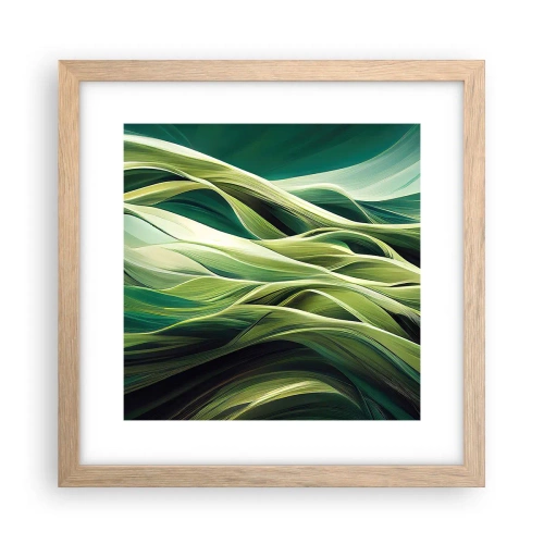 Plakát v rámu světlý dub - Abstraktní hra na zelenou - 30x30 cm