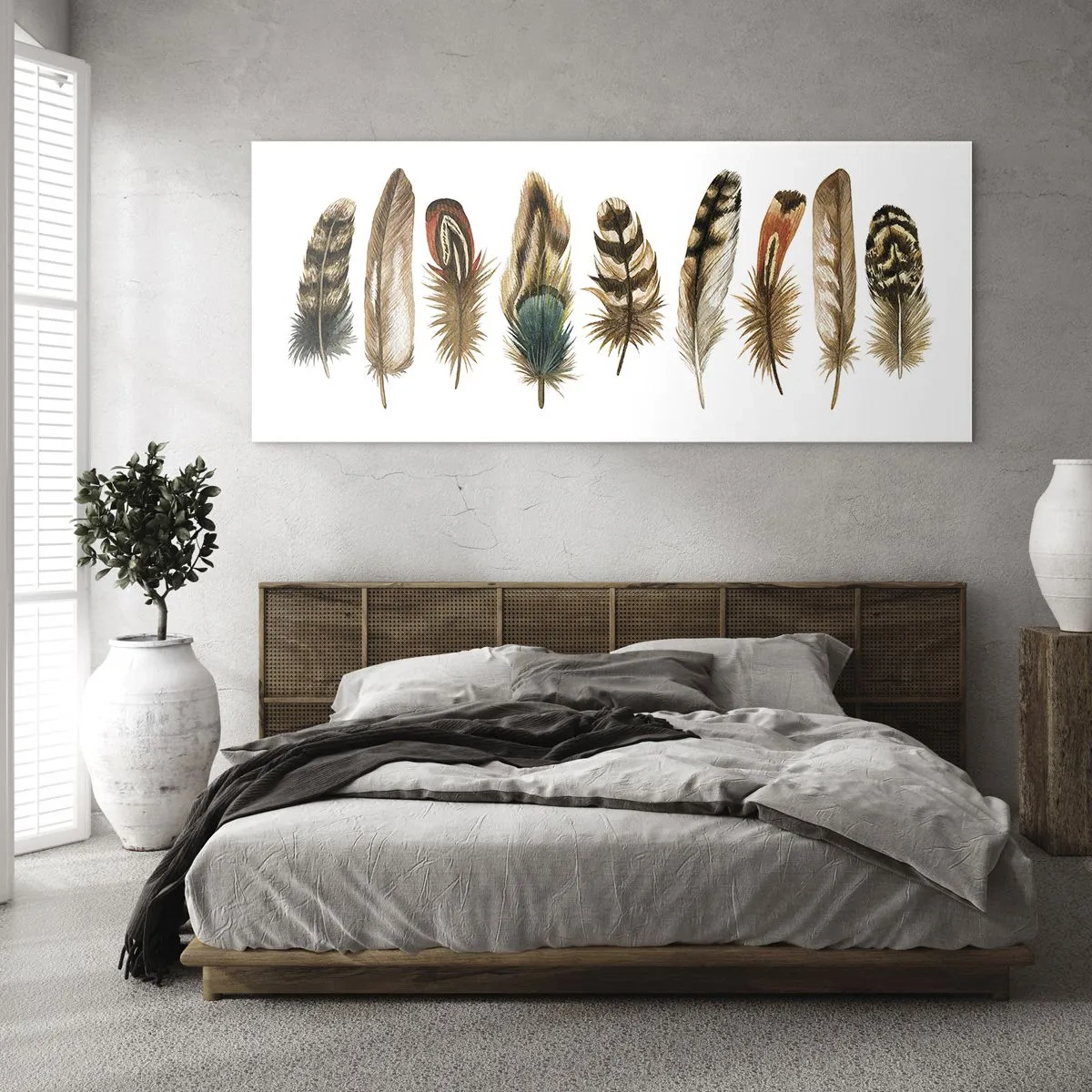 Obraz na skle - Opeřená variace - 140x50 cm