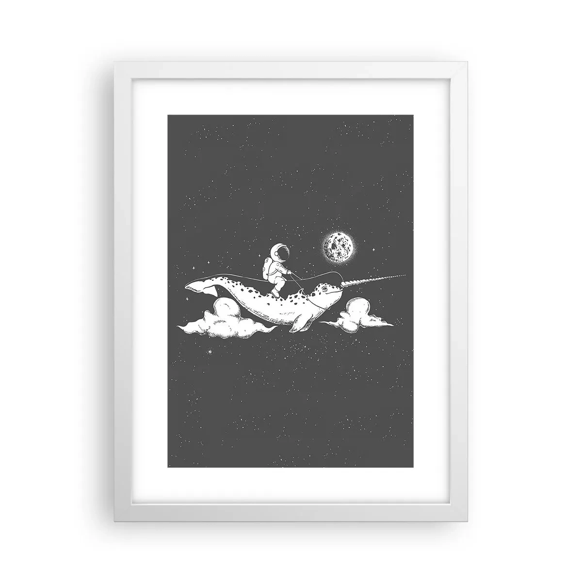 Plakát v bílém rámu - Vesmírný jezdec - 30x40 cm