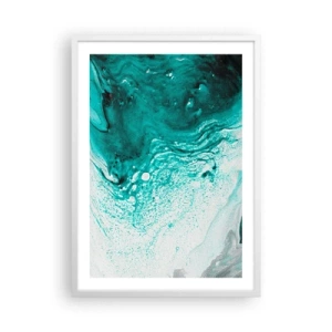 Plakát v bílém rámu - Propadnout v bílé a tyrkysové - 50x70 cm