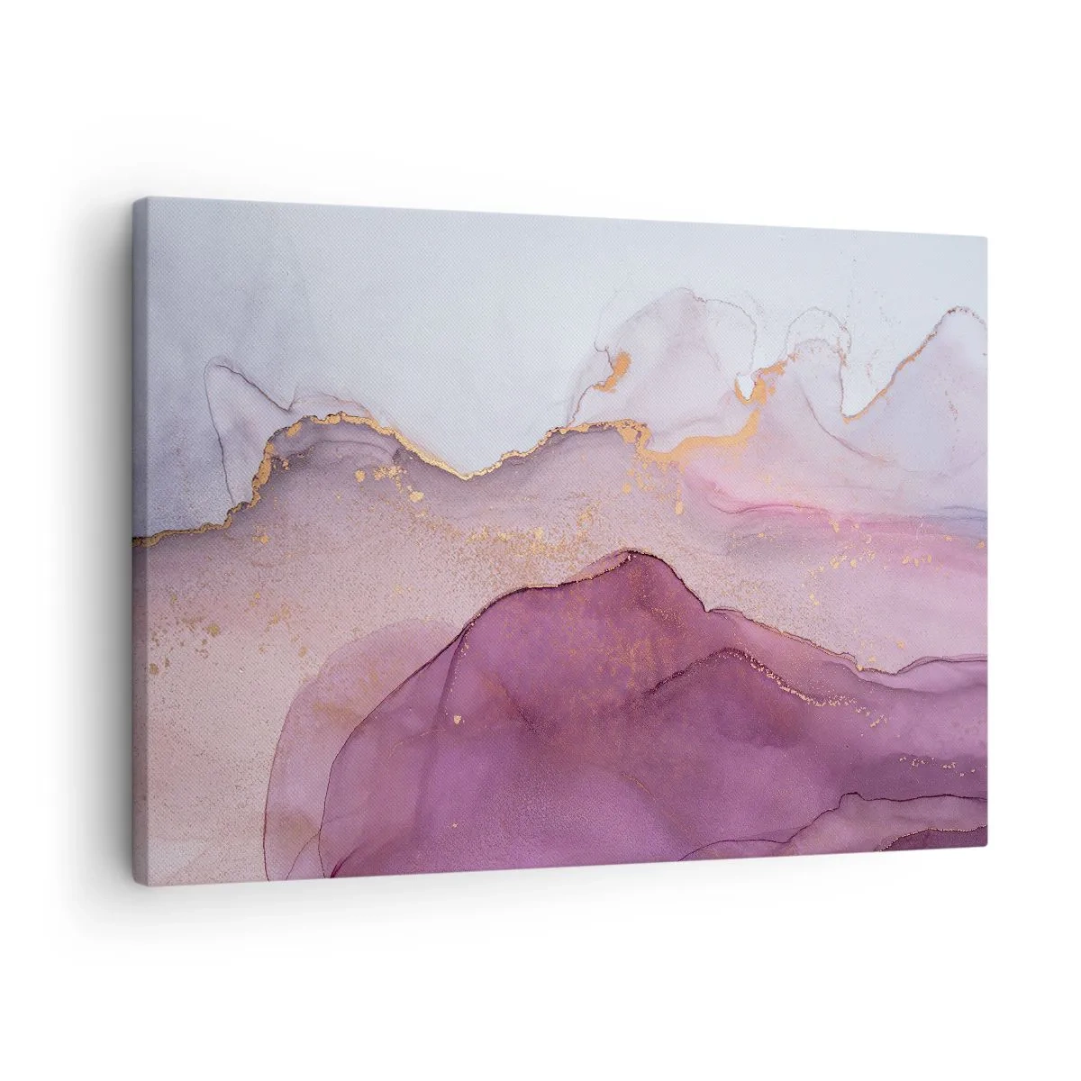 Obraz na plátně - Abstraktní kompozice v odstínech fialové a zlaté. - 70x50cm - Fialové a lilové vlny - Moderní nástěnná dekorace do obývacího pokoje a ložnice ARTTOR