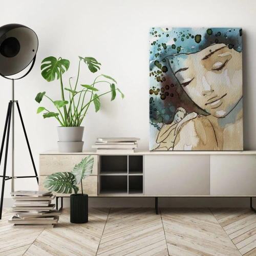 Obraz na plátně - Lady in blue - 45x80 cm