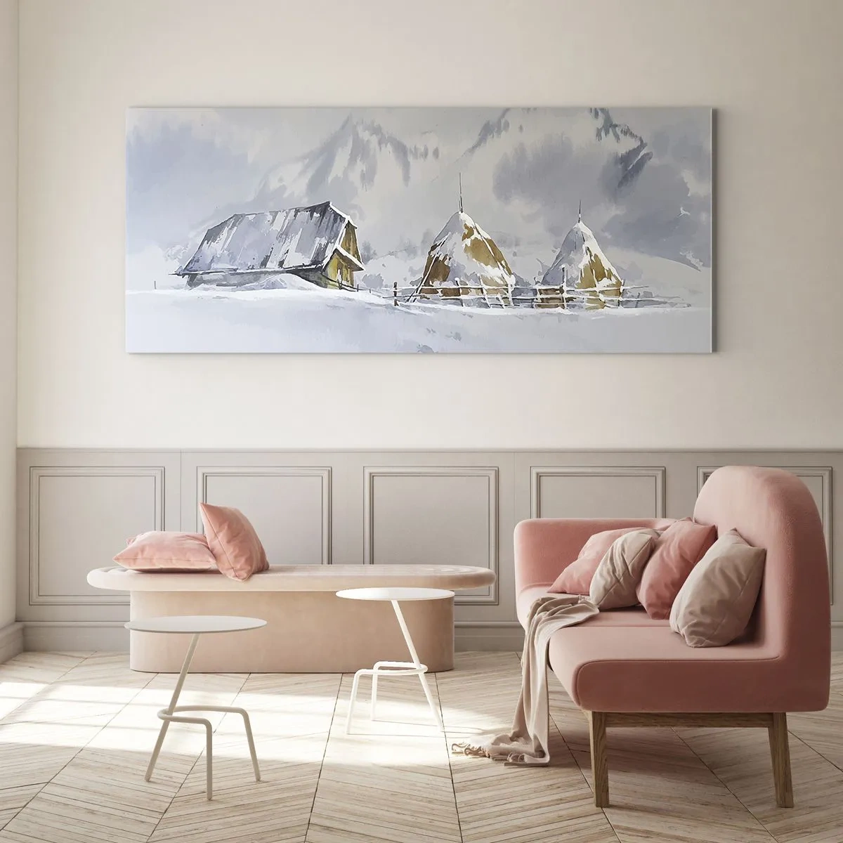 Obraz na skle - V zasněženém údolí - 120x50 cm