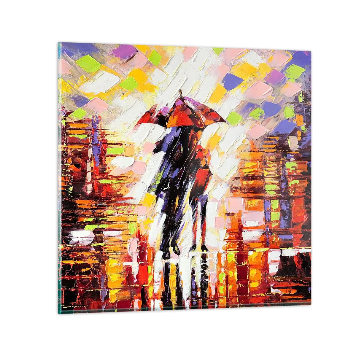 Obraz na skle - Společně přes noc a déšť - 30x30 cm