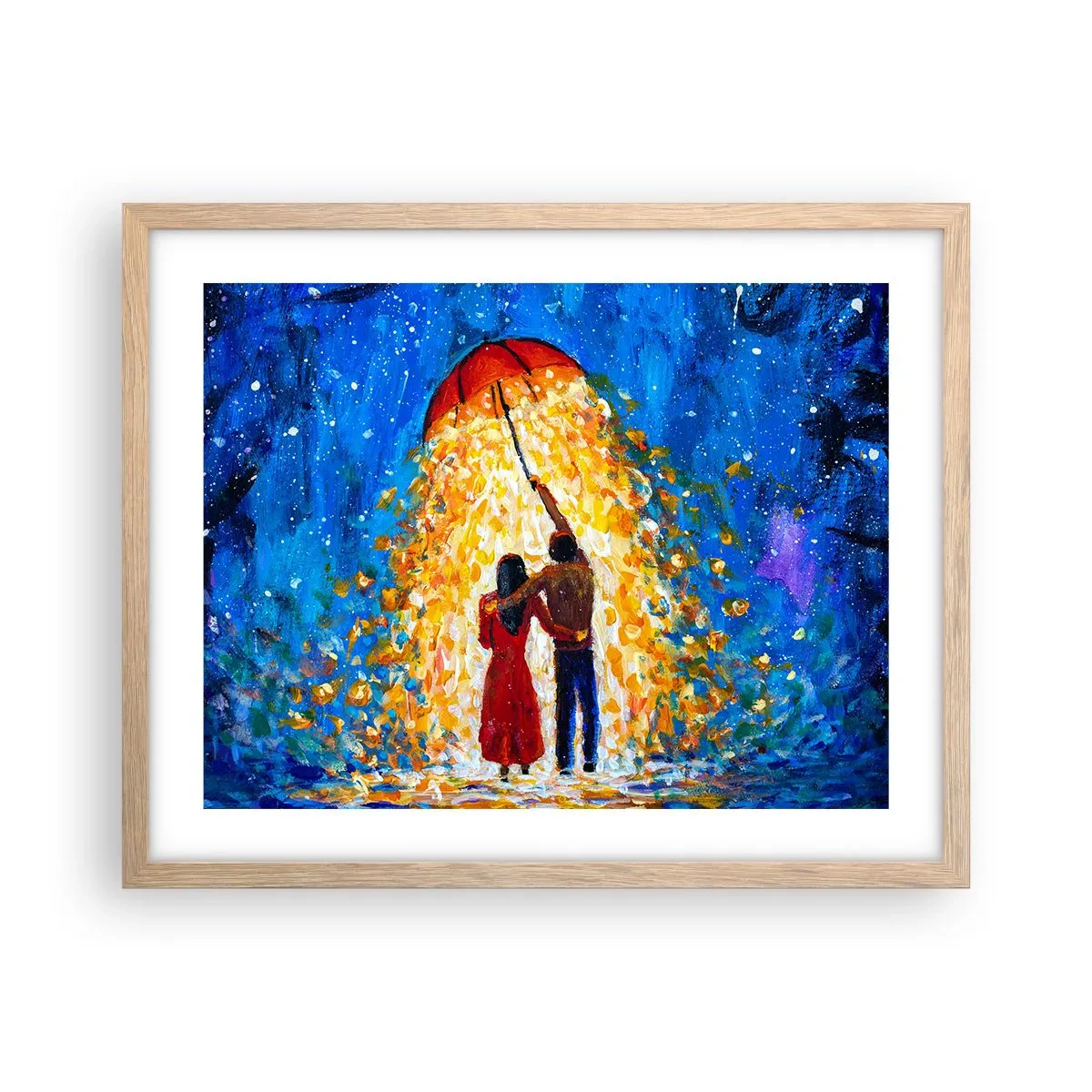 Plakát v rámu světlý dub - Magie deštivého večera? - 50x40 cm