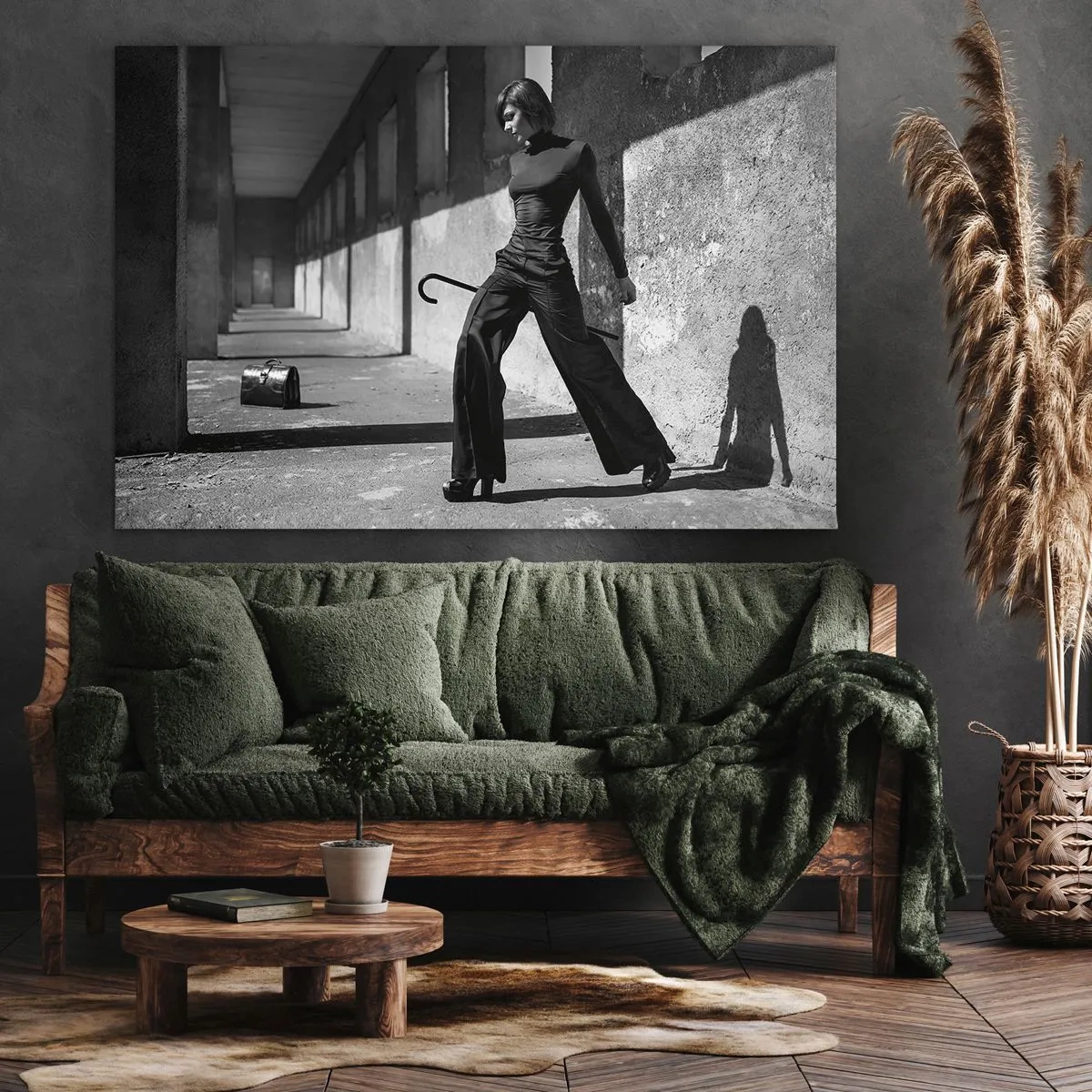 Obraz na plátně - Stylová žena v industriálním prostředí - 70x50cm - Městská elegance - Moderní nástěnná dekorace do obývacího pokoje a ložnice ARTTOR