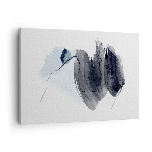 Obraz na plátně - Abstraktní kompozice v odstínech šedé a modré - 70x50cm - Intenzita a pohyb - Moderní nástěnná dekorace do obývacího pokoje a ložnice ARTTOR