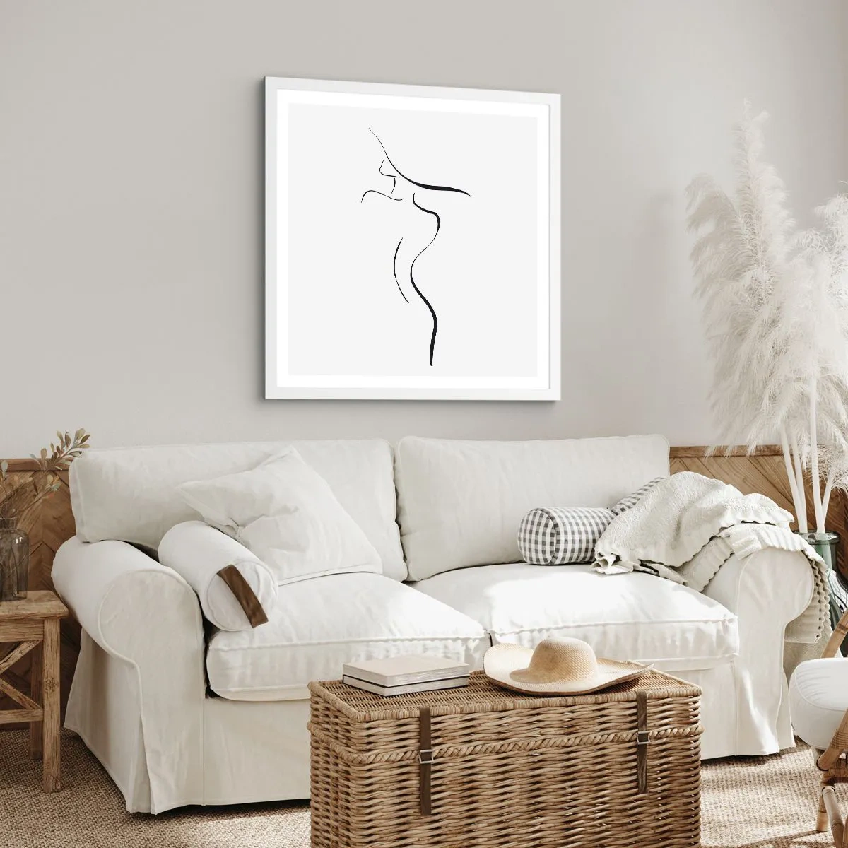 Plakát v bílém rámu - Nepolapitelná jako vlna - 60x60 cm