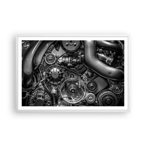 Plakát v bílém rámu - Poezie mechaniky - 91x61 cm