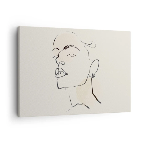 Obraz na plátně - Minimalistická skica ženské tváře - 70x50cm - Hrdý pohled - Moderní nástěnná dekorace do obývacího pokoje a ložnice ARTTOR