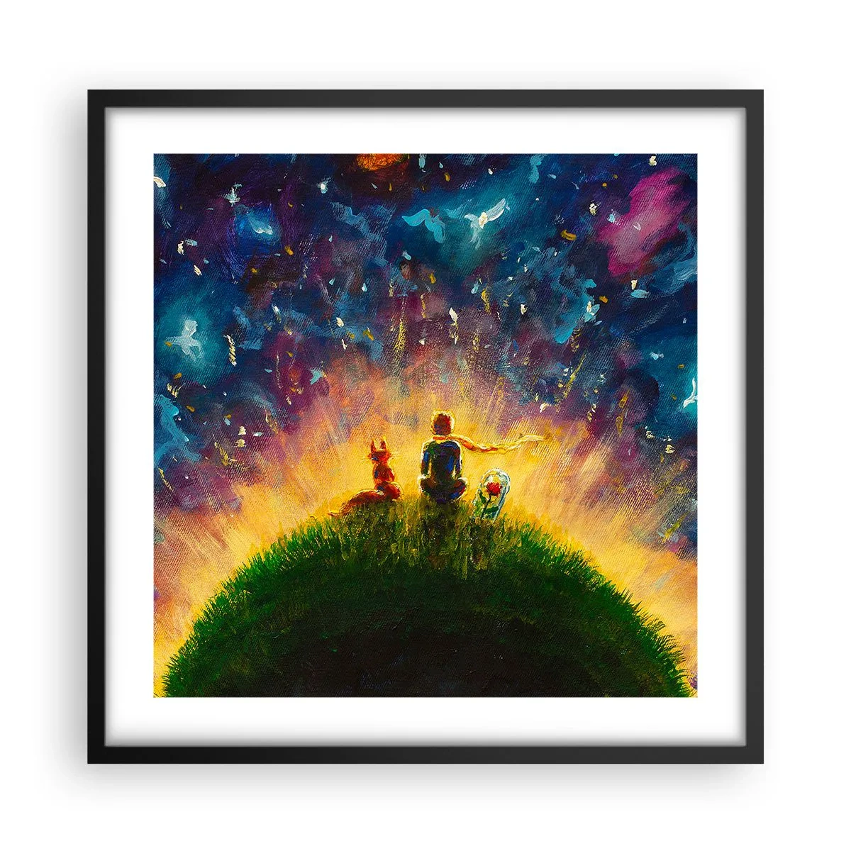 Plakát v černém rámu - Láska a přátelství - celý svět - 50x50 cm