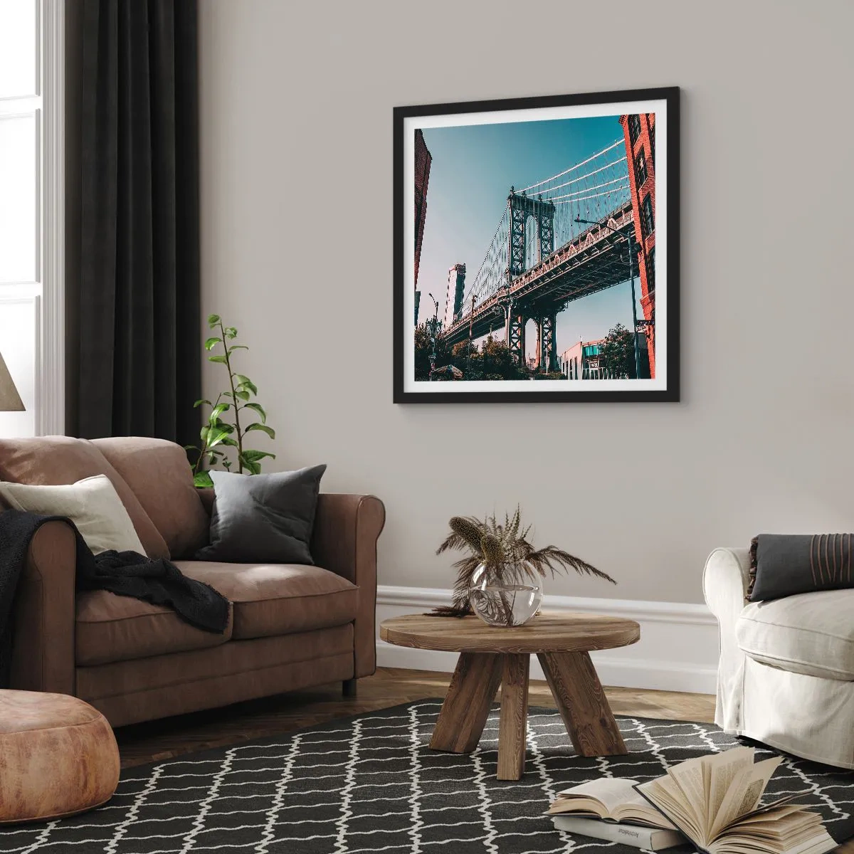 Plakát v černém rámu - Nad vlnami města - 60x60 cm