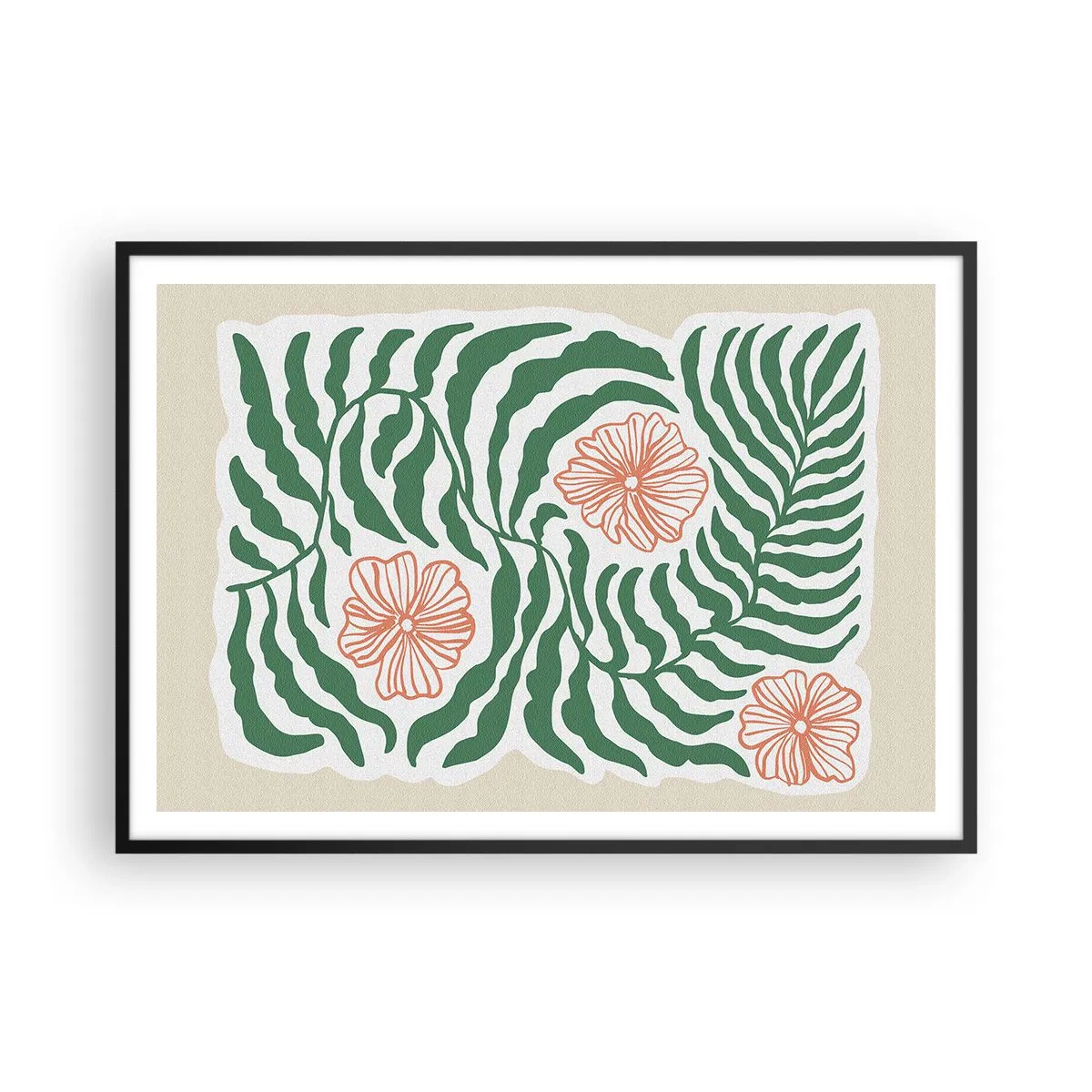 Plakát v černém rámu - Rozkvetlé v zeleni - 100x70 cm