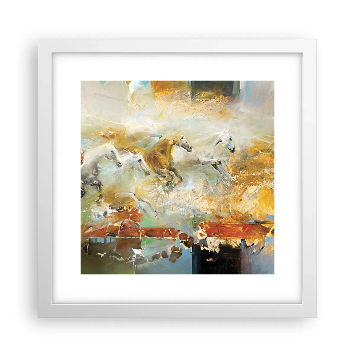 Plakát v bílém rámu - Cválá světlem - 30x30 cm