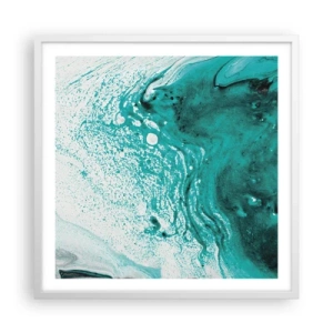 Plakát v bílém rámu - Propadnout v bílé a tyrkysové - 60x60 cm