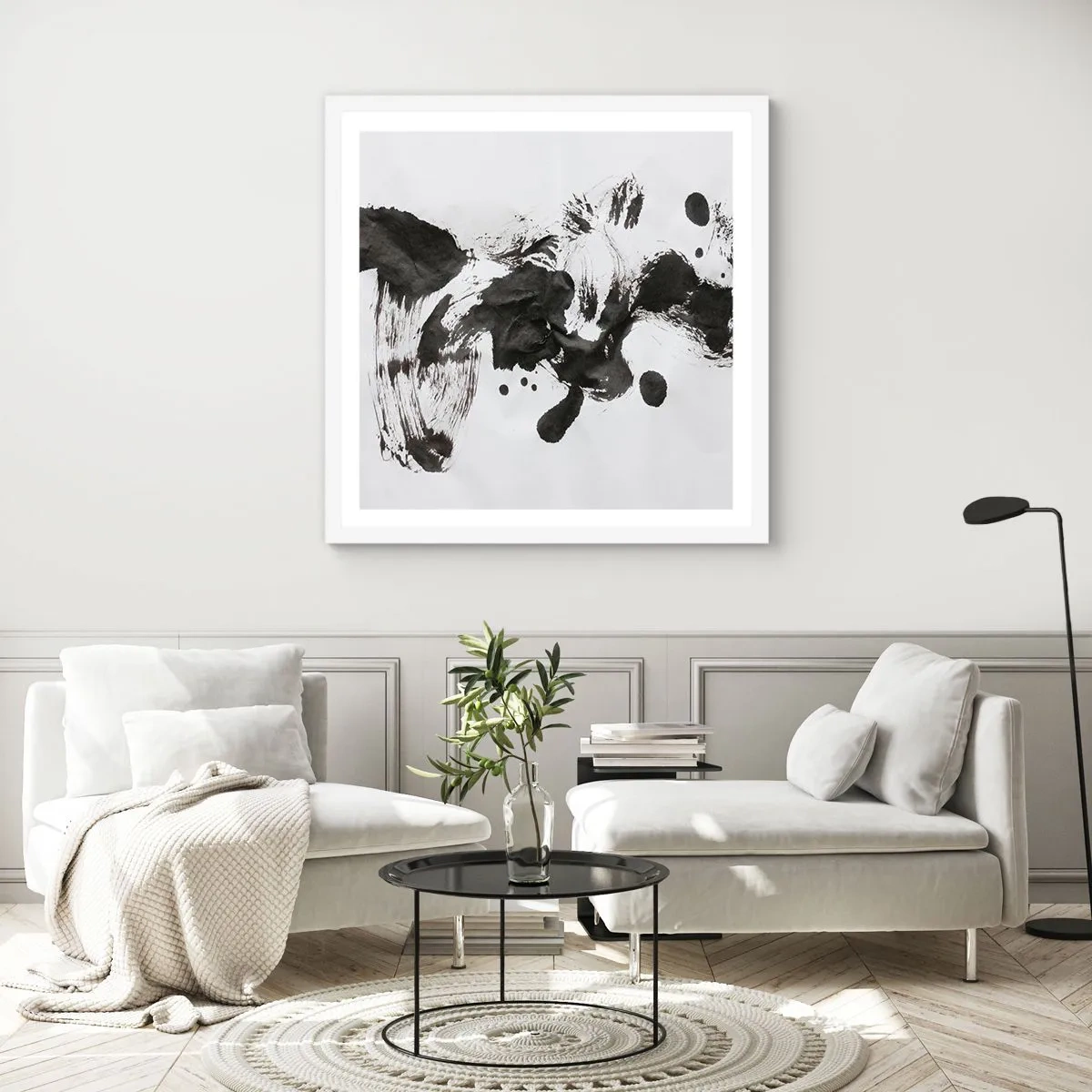 Plakát v bílém rámu - Metoda v šílenství? - 60x60 cm