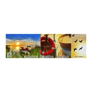 Vzor Fototapety Premium Sand - Kormoráni už odlétají - Krajina, jezero, Západ slunce - 100x30 cm