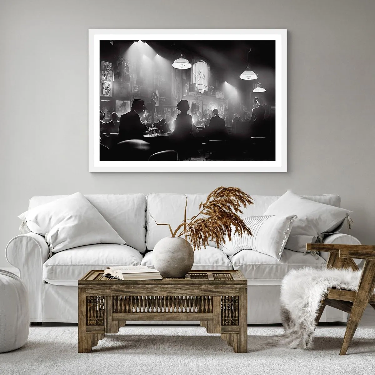 Plakát v bílém rámu - V jazzové atmosféře - 30x30 cm