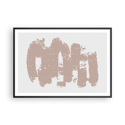 Plakát v černém rámu - Abstrakce v jemné růžové - 100x70 cm
