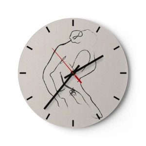 Nástěnné hodiny - Jemná skica ženské siluety na světlém pozadí - 30x30cm - Intimní skica - Moderní nástěnná dekorace do obývacího pokoje, kuchyně a ložnice ARTTOR