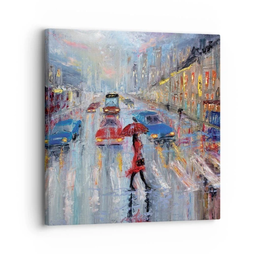 Obraz na plátně - Deštivé odpoledne ve městě - 30x30 cm