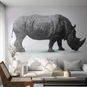 Fototapeta Premium Canvas - Geometrická krása přírody - Zvířata, Nosorožec, Grafika - 100x70 cm