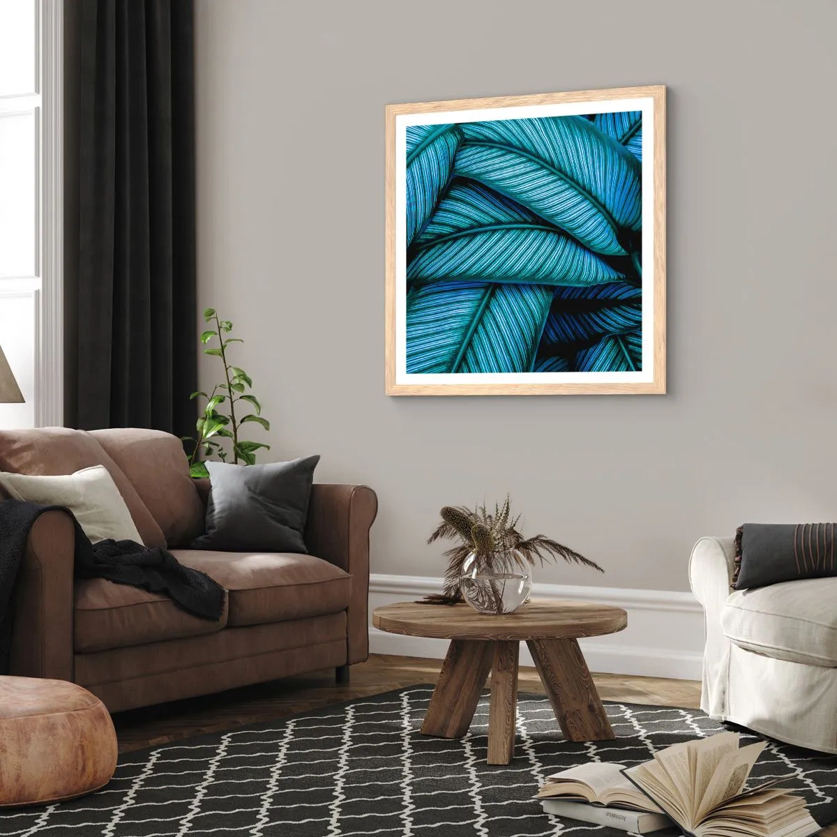 Plakát v rámu světlý dub - Čáry života - 40x40 cm