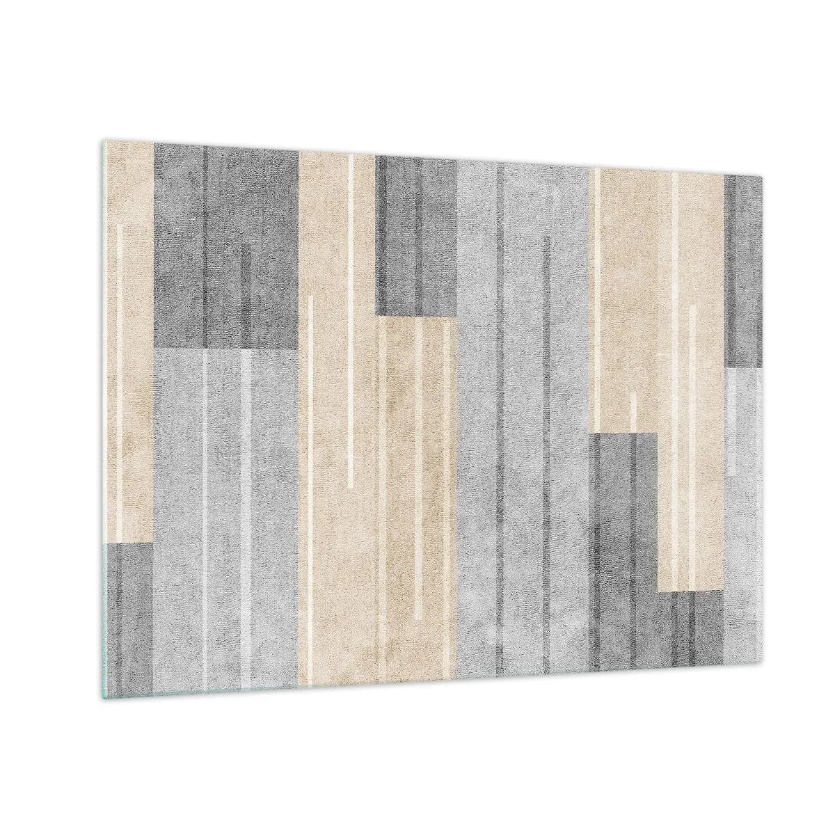 Obraz na skle - Geometrické pruhy v odstínech šedé a béžové - 70x50cm - Kompozice: drž se - Moderní nástěnná dekorace do obývacího pokoje a ložnice ARTTOR