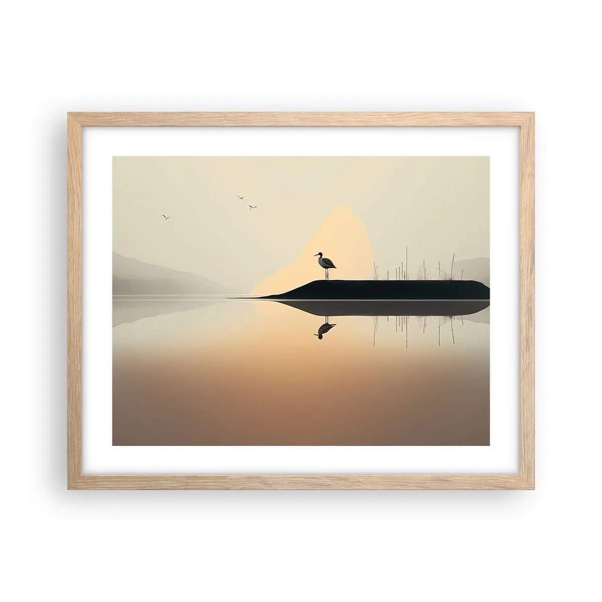 Plakát v rámu světlý dub - Pán na jezeře - 50x40 cm