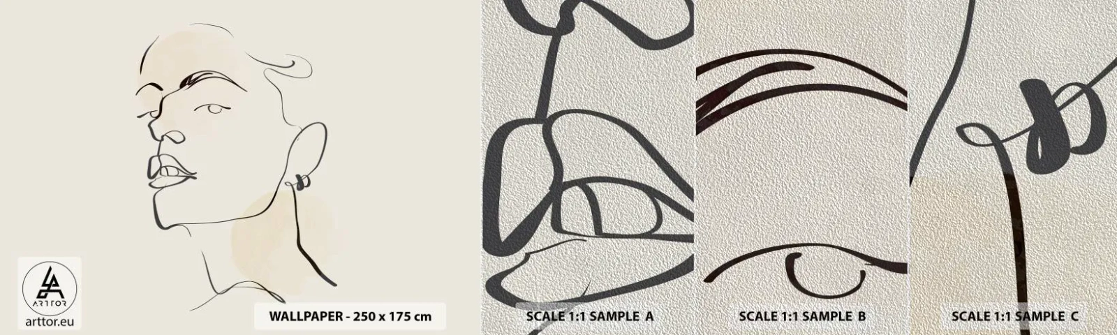 Vzor Fototapety Premium Sand - Hrdý pohled - ženská tvář, Portrét ženy, Grafika - 100x30 cm