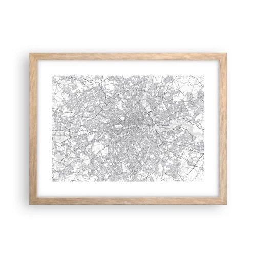 Plakát v rámu světlý dub - Mapa londýnského labyrintu - 40x30 cm