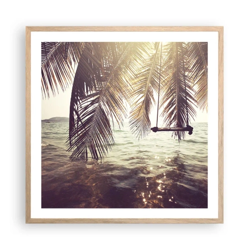 Plakát v rámu světlý dub - Houpat se libovolně v oblacích - 60x60 cm